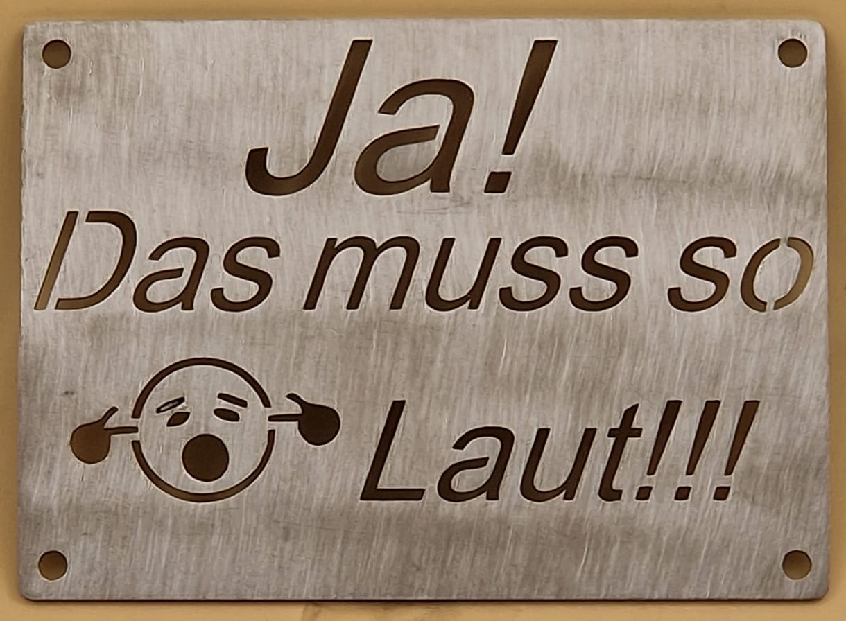 Edelstahl Hinweisschild Yamaha 79 mm x 109 mm "Laut"