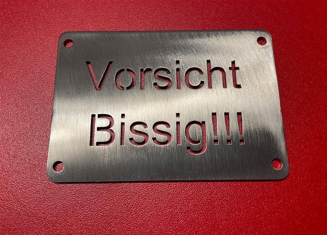 Edelstahl-Warnschild Vorsicht bissig für Yamaha