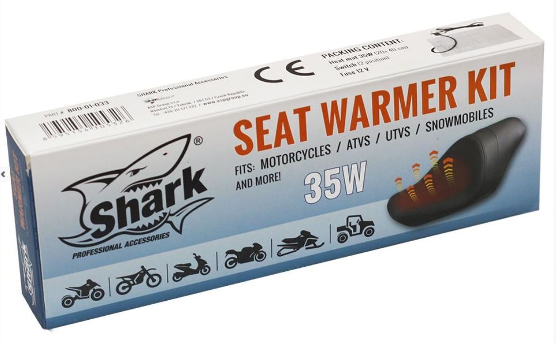 SHARK Heated Seat, SCOOTER/ATV/MOTORCYCLES,12V,35Watt, 19,5x39,5cm