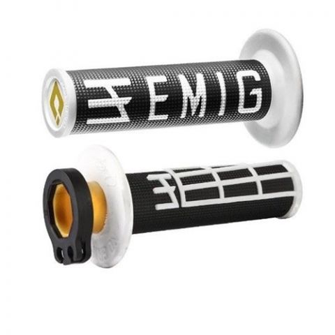 ODI V2 Emig Lock-On MX-Griffe 4-Takt Schwarz/Weiß