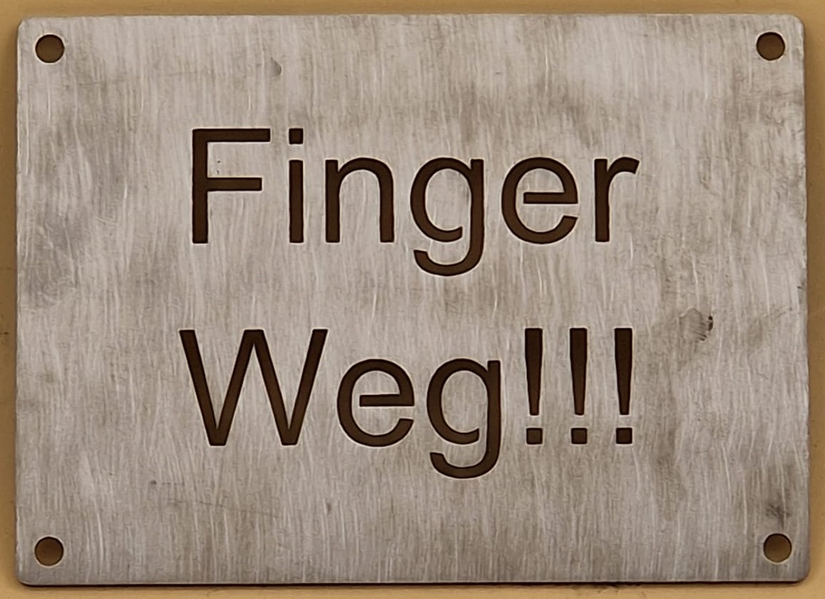 Edelstahl Hinweisschild Yamaha 79 mm x 109 mm "Finger Weg"